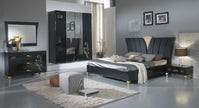 Sofia Black/Gold Italian Bedroom Set with 2 Door Sliding Wardrobe Ben Company It