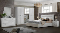 Luxury Gema Storage With LED Lights H/Gloss Italian Bedroom Set 6 Door wardrobe