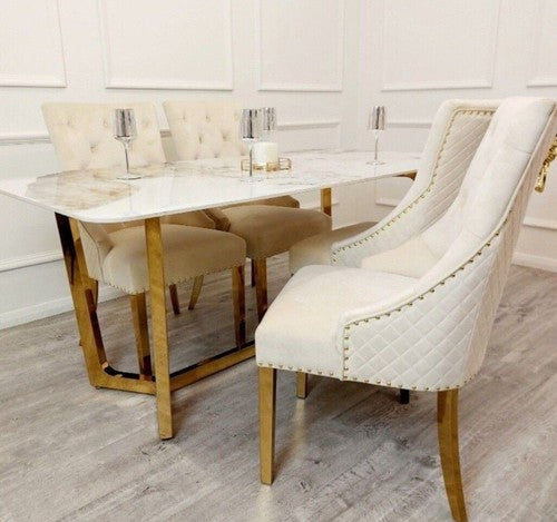 Lucien 1.8 Gold Legs Dining Table with Pandora Gold Sintered Stone Top 2023 NEW