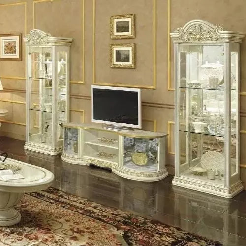 Leonardo High gloss Ivory & Gold Finish Italian TV Cabinet by Camel Group Italy