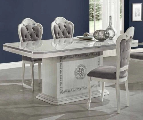 H2O Design Aurora Italian Large Ext-Dining Table Black /Gold + 6 Chairs