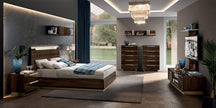 Camel group Smart Night Brown Gloss Modern Italian Bedframe + LED Headboard