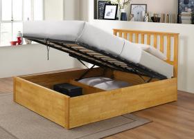 Zoe Storage Ottoman Solid Rubber Wood Bed Frames White / Oak
