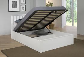 Zoe Storage Ottoman Solid Rubber Wood Bed Frames White / Oak