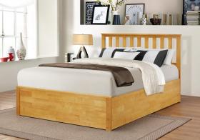 Zoe Storage Ottoman Solid Rubber Wood Bed Frames White / Oak